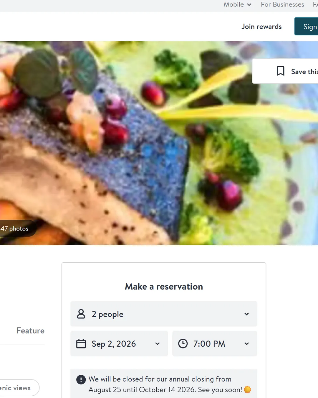 Kalatua's OpenTable reservation page, showing the booking widget