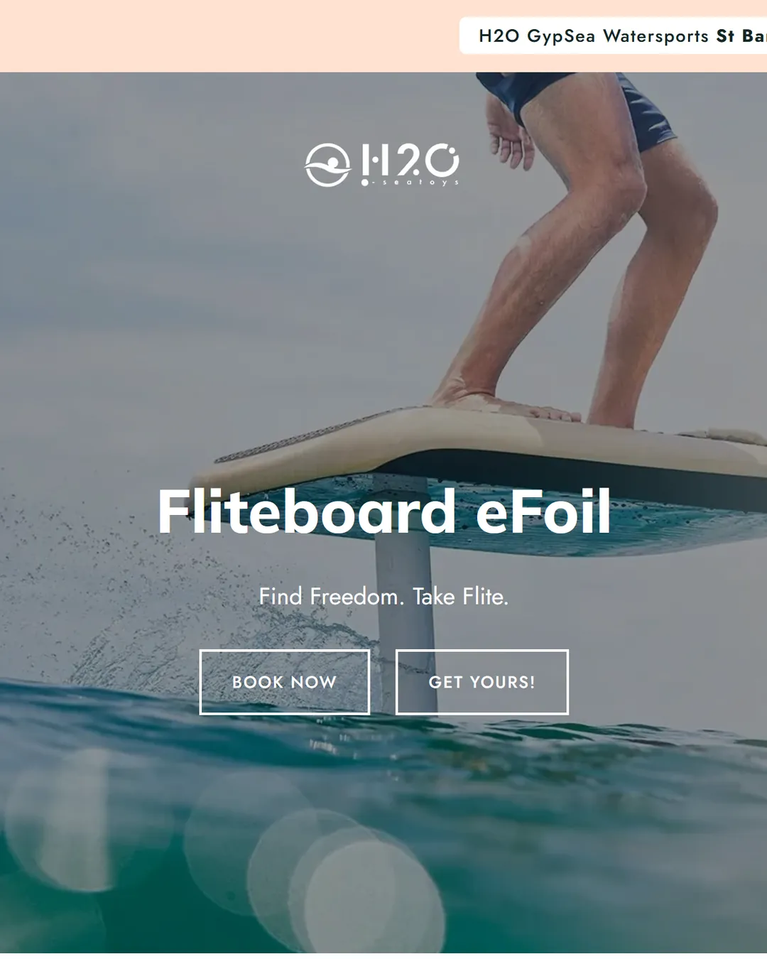 The Fliteboard eFoil water sports booking page
